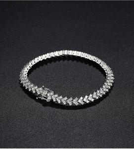 RAMDUT IMPEX GRA Certified Moissanite Tennis Bracelet Silver Plated Emerald Cut Teardrop Claw Set Sparkling Trendy Elegant - Product Image 2
