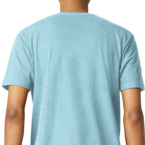 เสื้อยืดผู้ชาย CVC สีฟ้าอ่อน ผ้าคอตตอนผสมพรีเมียม แขนสั้น ระบายอากาศได้ดี น้ำหนักเบา สวมใส่สบาย เสื้อเปล่าไม่มีลาย - Product Image 4