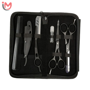 6 Pcs Salon Hair Cutting Scissors Set Black Color Barber Thinning Shears Kit With Shaving <b>Razor</b> and Case for <b>Men</b> OEM Wholesale - Product Image 1