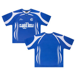 Camiseta de fútbol personalizada con sublimación, estampado por transferencia, deportiva, holgada, con hombros caídos, de secado rápido y cómoda. - Product Image 1