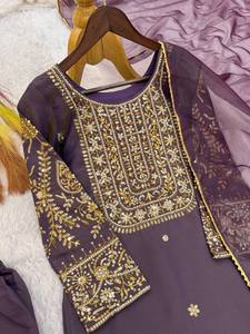 นำเสนอใหม่พร้อมที่จะสวมใส่ของแข็งงานปักหนักและลำดับด้านบนด้วย pent และ dupatta - Product Image 6