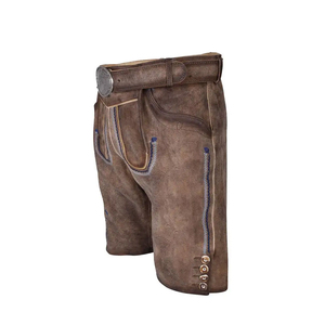 Shorts bavarois décontractés pour hommes, coupe ajustée, style allemand, en cuir de vachette personnalisé du Pakistan, respirants, avec poches, tissés - Product Image 3