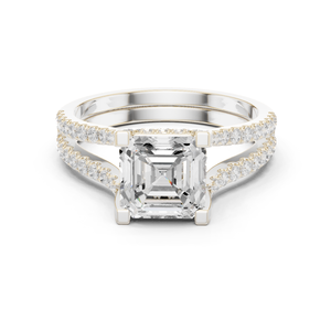 Split Shank GRA Certified <b>Ring</b> <b>Crafted</b> From 14k Solid White Gold Pretty Asscher Shaped Lab Grown Diamond Engagement-Wedding <b>Ring</b> - Product Image 1