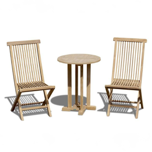 Juego de Mesa y Sillas Plegables de Estilo Moderno con Estructura de Madera de Teca para Muebles de Jardín y Patio Exterior - Product Image 1