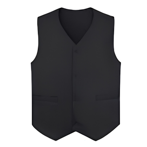 Chaleco de camarero/a para hostelería y restauración, con bolsillos, botones, cuello en V y cuello alto, formal, protector, 100% poliéster, fino. - Product Image 1