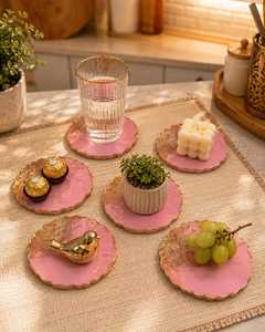 Artistic Square Resin&Wood <b>Drink</b> <b>Coasters</b> Handmade Epoxy Table Mats Premium Decorative Cup Holders Heat Resistant Waterproof - Product Image 2