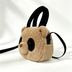 Bolso bandolera de peluche personalizado estilo panda, lindo bolso de mano de peluche con cara de oso, bolso de hombro de peluche color canela, bolso infantil con temática animal - Product Image 6