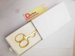 Matte Gold Fine Point Scissors Professional Nail Scissors Custom Logo Manicure Scissors Card Box Packing <b>Small</b> Cuticle Scissor - Product Image 2