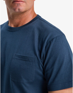Camiseta de Manga Corta Azul Marino para Hombre, Hecha a Medida, Corte Regular, 100% Algodón Jersey, Cuello Redondo, Color Sólido, con Bolsillo Frontal, 2026 - Product Image 5