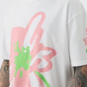 <b>Men's</b> White Oversized Cotton Jersey <b>T</b>-<b>Shirt</b> O-Neck Short Sleeve <b>Floral</b> Print Casual Style Breathable Fit - Product Image 5