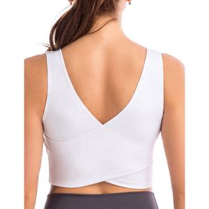 Women Gym Clothing Fashion Longline Sports Bras <b>Padded</b> Strappy Tank Tops Yoga Crop Workout Tops - Product Image 4