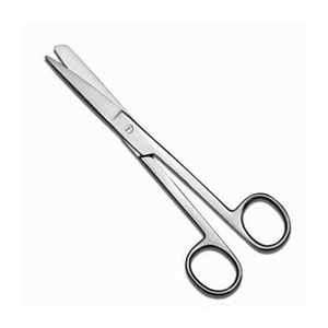 Tijeras quirúrgicas de acero inoxidable con cuchillas anguladas, anillos ergonómicos para los dedos, instrumento de corte de precisión para uso médico y primeros auxilios. - Product Image 1