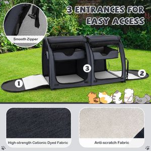 Trasportino per Animali a Doppio Scomparto con 2 Amache Rimovibili, Accessori da Viaggio di Alta Qualità per i Tuoi Amici Pelosi - Product Image 4