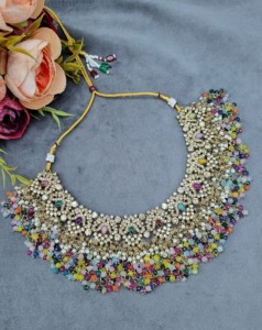 Heavy Choker Necklace With Earrings & Mang Tika Traditional Bridal <b>Wedding</b> <b>Accessories</b> Set for Women Ethnic Jewellery Wholesaler - Product Image 2