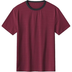 Unisex <b>Maroon</b> Short Sleeve T-Shirt Crew Neck Solid Color Casual Summer Breathable Lightweight Polyester Shorts Set - Product Image 2