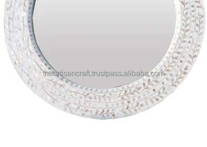 Espejo de pared con patrón floral moderno hecho a mano con incrustaciones de nácar para decoración de hogar y oficina - Product Image 5