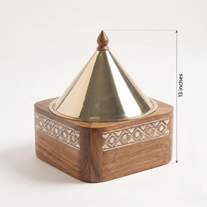 Plat de service carré en bois de qualité supérieure, type tagine, chauffe-plat de buffet, plat de service, casserole isolée en bois émaillé, plat carré - Product Image 5