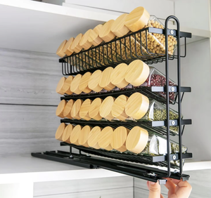 4 Tier Metal <b>Kitchen</b> <b>Corner</b> Spice Rack Heavy Duty Sliding Seasoning <b>Storage</b> Cabinet Organizer Shelf Rack - Product Image 3