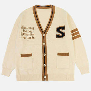 <b>Men's</b> Brown V-Neck Thick Breathable <b>Cardigan</b> <b>with</b> Letter <b>S</b> Embroidery and <b>Pocket</b> Design Winter Wear <b>Cardigan</b> Sweater Top Quality - Product Image 6
