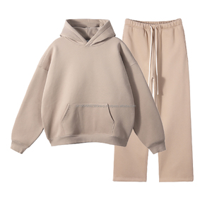 Heavy Cotton Custom Sweat Suits 2 Piece Oversized Men Hoodies Jogger Sets 350G Fleece Oversize Custom Printing <b>Tracksuit</b> <b>for</b> Men - Product Image 2