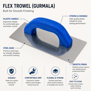Truelle à plâtrer professionnelle Gurmala avec manche en plastique et base en acier pour la finition des murs et sols en ciment et mortier, maçonnerie - Product Image 4