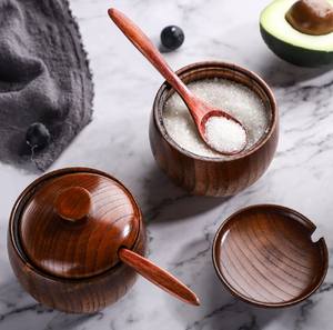 Excellent Quality Wood Sugar Pot Kitchen Functional Wooden Spice and Sugar <b>Cube</b> Pot Wholesale Price - Product Image 5