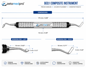 Instrument de placement de composite dentaire Premium BEQ1 en acier inoxydable, instrument de restauration OEM Zetomed Pro - Product Image 2