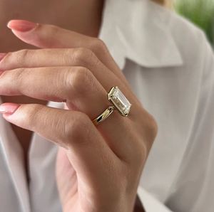 5.0 CT <b>Emerald</b> Cut Lab Grown Diamond 14K Gold Solitaire Engagement <b>Ring</b> Luxury Wedding Gift - Product Image 3