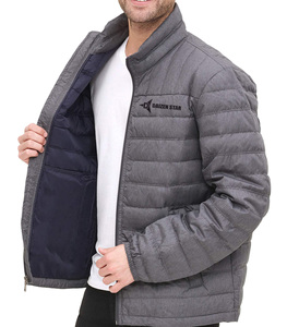 Daizen Star Men's Gray Puffer Jacket Stand Collar Zipper Closure Windproof Winter Casual Polyester Filling - Product Image 2