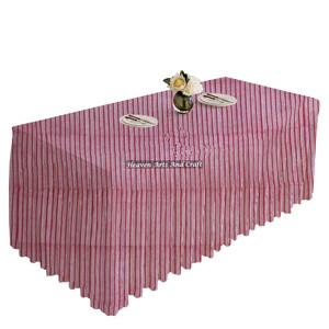 Pleated Tablecloth 100% Cotton Handmade Block Print Modern Rectangle Washable <b>Table</b> <b>Cover</b> For Home Use - Product Image 1