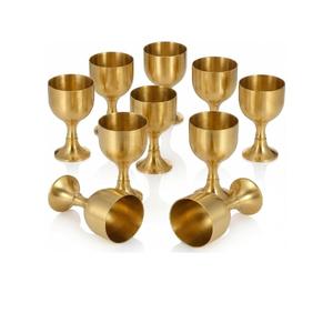 แก้วทองเหลืองสลักลายเงินขายดี สำหรับดื่มน้ำ แก้วทรงกลม แข็งแรงทนทาน เหมาะสำหรับงานแต่งงาน - Product Image 6