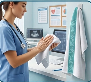 Customized Logo Hospital <b>Towel</b> 100% Cotton Yarn Dyed Disposable Jacquard Stripe Quick-Dry Antimicrobial Eco-Friendly Soft <b>Towel</b> - Product Image 2