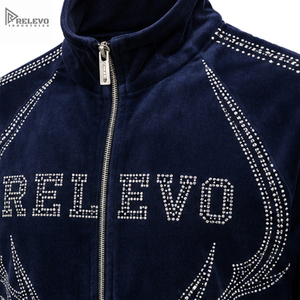 Custom Rhinestone Decor Velvet Lightweight <b>Tracksuit</b> High Quality Full Zip Jacket Wide Leg <b>Velour</b> Sweatpants Adults Solid Front - Product Image 4