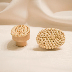 Tirador de puerta para cajón de gabinete, mimbre, mimbre, caramelo, blanco, precio OEM de fábrica - Product Image 1