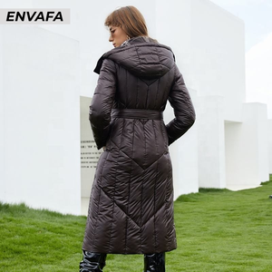 Nouveautés Vêtements d'hiver pour femmes Mode féminine Veste imperméable de couleur unie Veste longue d'hiver noire Parka d'hiver Veste matelassée - Product Image 2