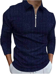 2026 New Autumn Men's Striped Knitted Button <b>Long</b>-<b>sleeved</b> POLO Shirt High Quality Trendy Business Casual Style Polo Shirt <b>Top</b> - Product Image 4