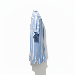 Summer Men Striped Shirts Button up Short Sleeve Shirts Turn-<b>down</b> Collar Breathable Poplin Fabric Summer Woven Shirt - Product Image 4