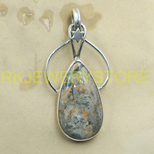 Colgante de lágrima de jaspe leopardo natural, plata de ley 925, hecho a mano, con engaste de estrella, estilo bohemio, joyería de piedras preciosas, regalo para mujer - Product Image 5