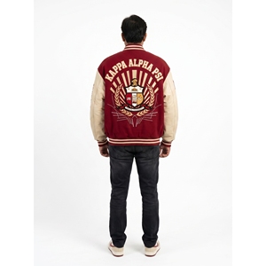 Blouson universitaire personnalisé en laine méltée 550 GSM avec manches en cuir pour homme, coupe oversize et carrée, style streetwear, manteau de fraternité, taille 3XL - Product Image 2
