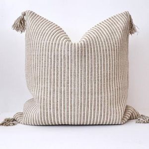 Housse de coussin décorative en coton tissé rayé 100% coton, style bohème - Product Image 1