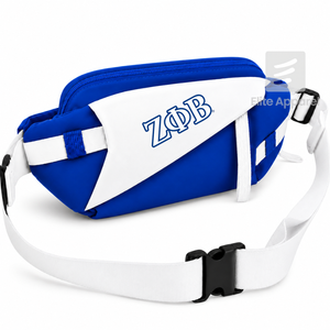 Riñonera Personalizada de la Hermandad Zeta Phi Beta con Logotipo Bordado en la Parte Delantera, Cierre de Cremallera Azul y Blanco, Uso Diario Informal para Mujer - Product Image 2
