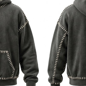 Sudadera con Capucha de Estilo Vintage y Tejido Grueso con Detalles de Costuras en Contraste - Product Image 3