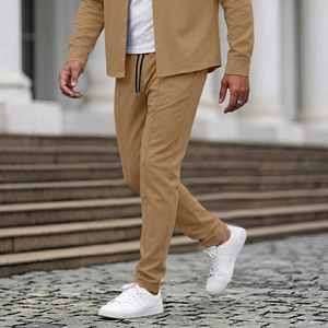 Pantalon de jogging pour homme EMIKO INDUSTRY, bleu marine, taille élastique, poches latérales, respirant, en molleton écologique, plissé devant - Product Image 4