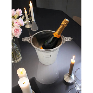 Silver Brass Made Champagne Ice Bucket With Handle Natural Kitchen Utensil Drink Ware <b>Serve</b> Ware Wine Coolers Silver Color - Product Image 3