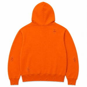 Custom Distressed Full Zip Hoodie Heavyweight Cotton Fleece Oversized Streetwear Hoodie with Raw Hem - Product Image 6