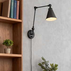 Lampe murale vintage pliable noire/dorée à bras articulé réglable pour salon, chambre, hôtel, applique murale, lampe de lecture de chevet - Product Image 3
