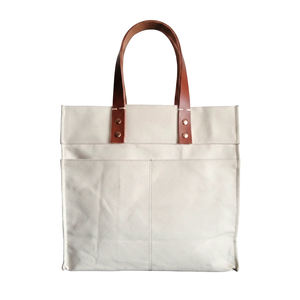 Wholesale Anti-Theft Waterproof Geometric Cotton Canvas Tote <b>Bag</b> Custom Size Foldable Shoulder Handle Button Closure <b>Reusable</b> - Product Image 5