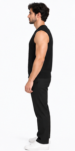 Pull sans manches en maille jacquard diamanté pour homme avec logo frontal, chaud et de haute qualité, personnalisable, vente en gros - Product Image 4
