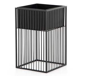 Jardinière sur pied noire avec support métallique fin noir pour les intérieurs modernes, les espaces de travail et la décoration hôtelière - Product Image 3