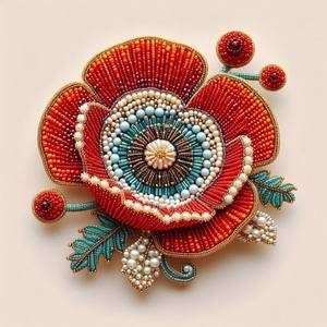 Beads Pearls and <b>Sequins</b> for Elegant Accessories Vintage Inspired Hand Embroidered Beaded Brooch with Luxurious Detailing for Wo - Product Image 3